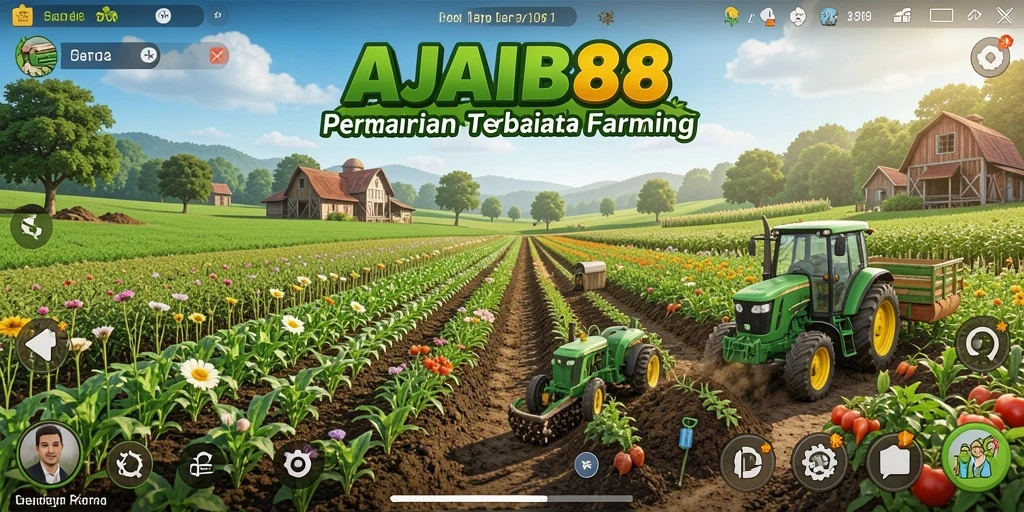 Tampilan gameplay seru AJAIB88 dengan fitur pertanian yang menarik.