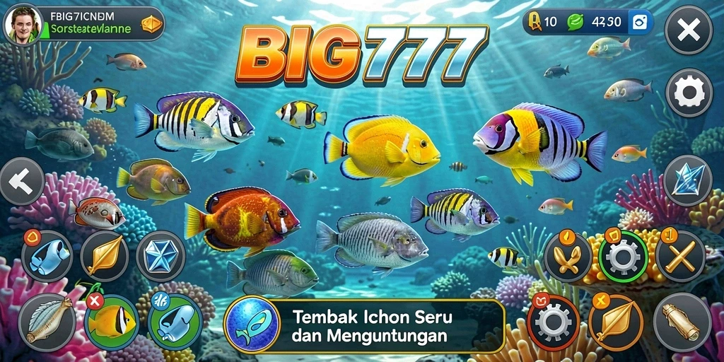 Tampilan gameplay seru dalam BIG777 saat menangkap ikan.