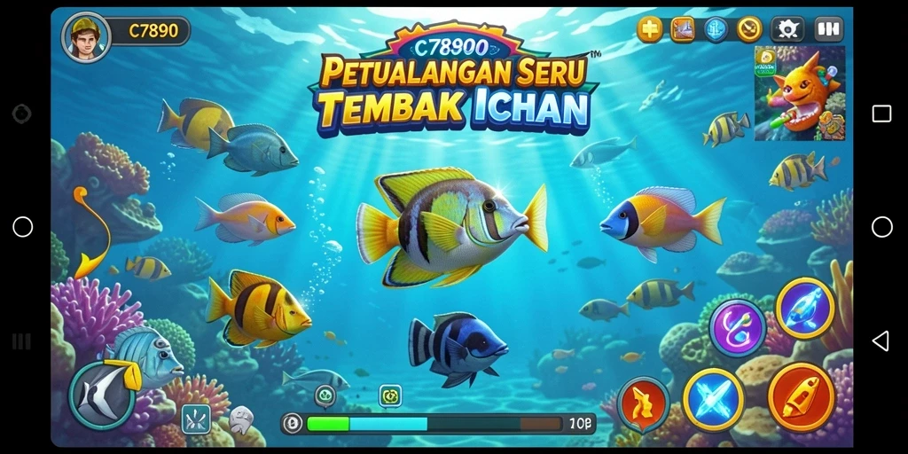 Screenshot gameplay C7890 yang menunjukkan aksi tembak ikan seru.