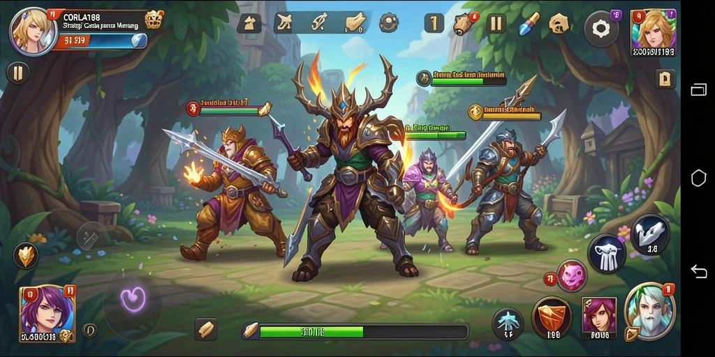 Tangkapan layar gameplay CORLA188 menunjukkan aksi strategi yang mendebarkan.