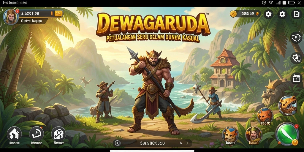 Tampilkan gameplay seru DEWAGARUDA dengan karakter yang menarik.