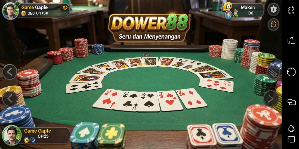 Screenshot DOWER88 menampilkan momen seru saat bermain Gaple.