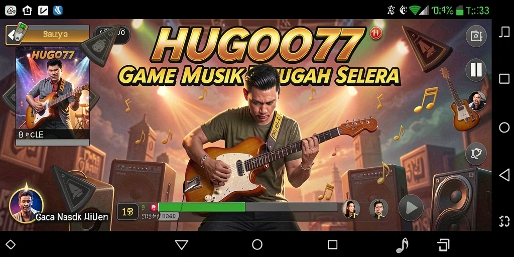 Tampilan permainan HUGO77 dengan antarmuka musik yang menarik.