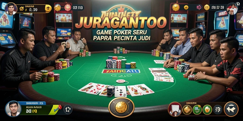 Gameplay seru JURAGANTOTO dalam permainan poker yang kompetitif.
