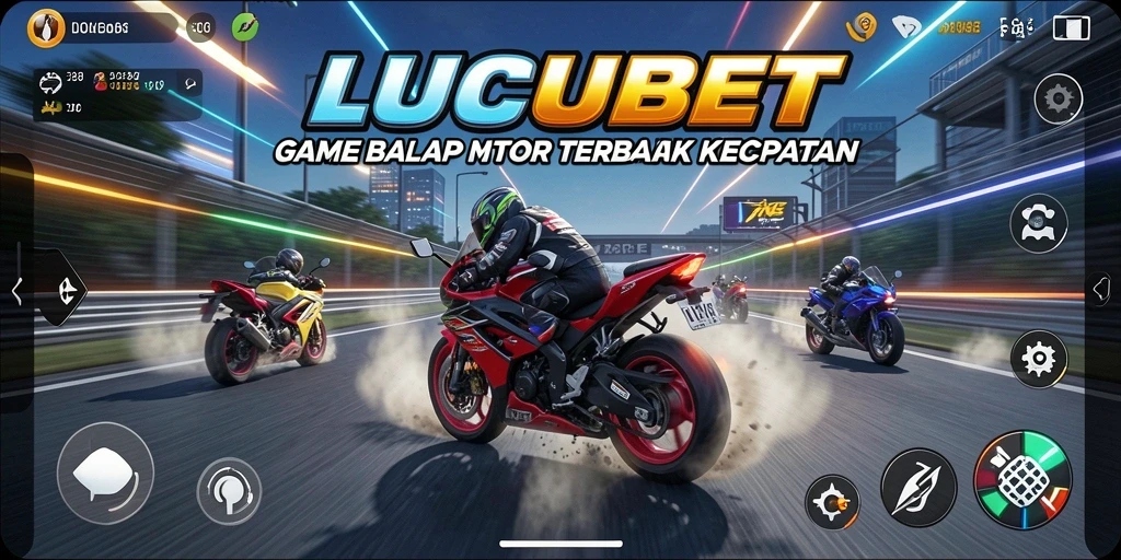 Screenshot gameplay LUCUBET menampilkan aksi balap motor yang seru.