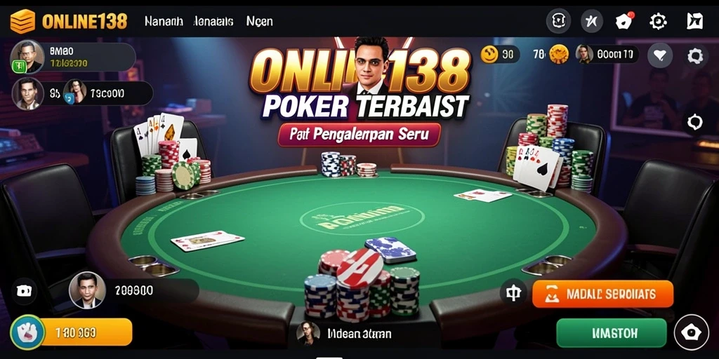 Tampilan menarik dari gameplay Poker di ONLINE138 yang mendebarkan.
