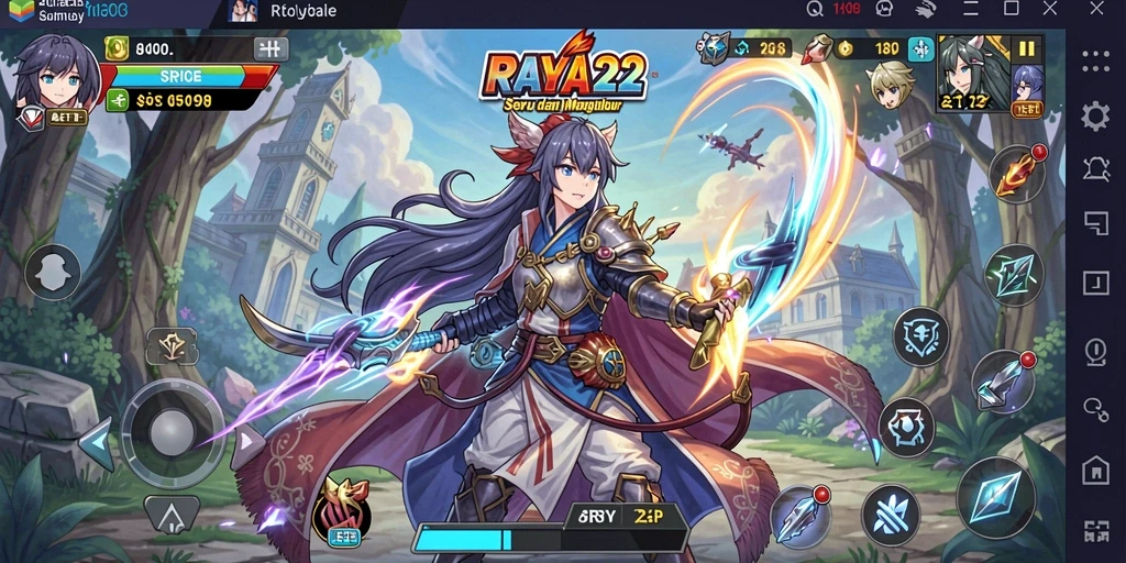 Screenshot gameplay <strong>RAYA22</strong> yang menunjukkan pertarungan karakter anime.