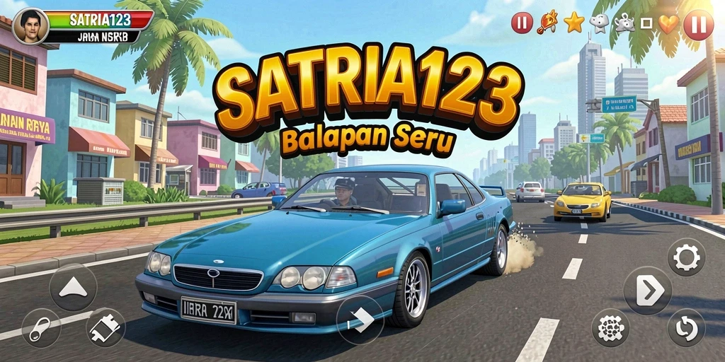 Screenshot gameplay SATRIA123 menunjukkan aksi balapan yang mendebarkan.